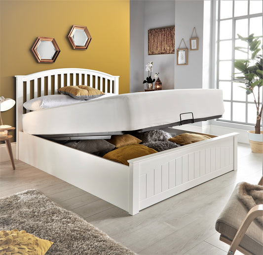 Grayson White Wooden Ottoman Bed