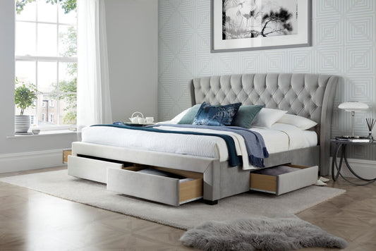 Newton Grey Velvet 4 Drawer Storage Bed