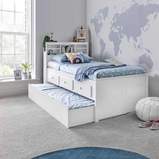 Veera Guest Bed With Trundle (White or Grey)