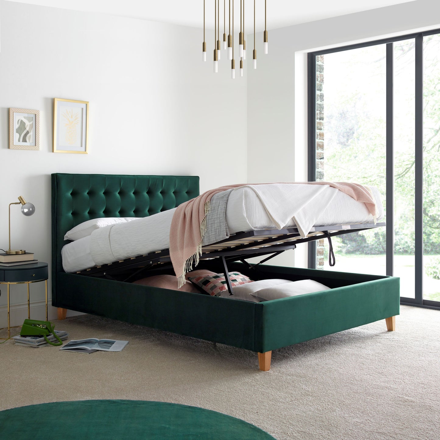 Kingham Velvet Ottoman Bed