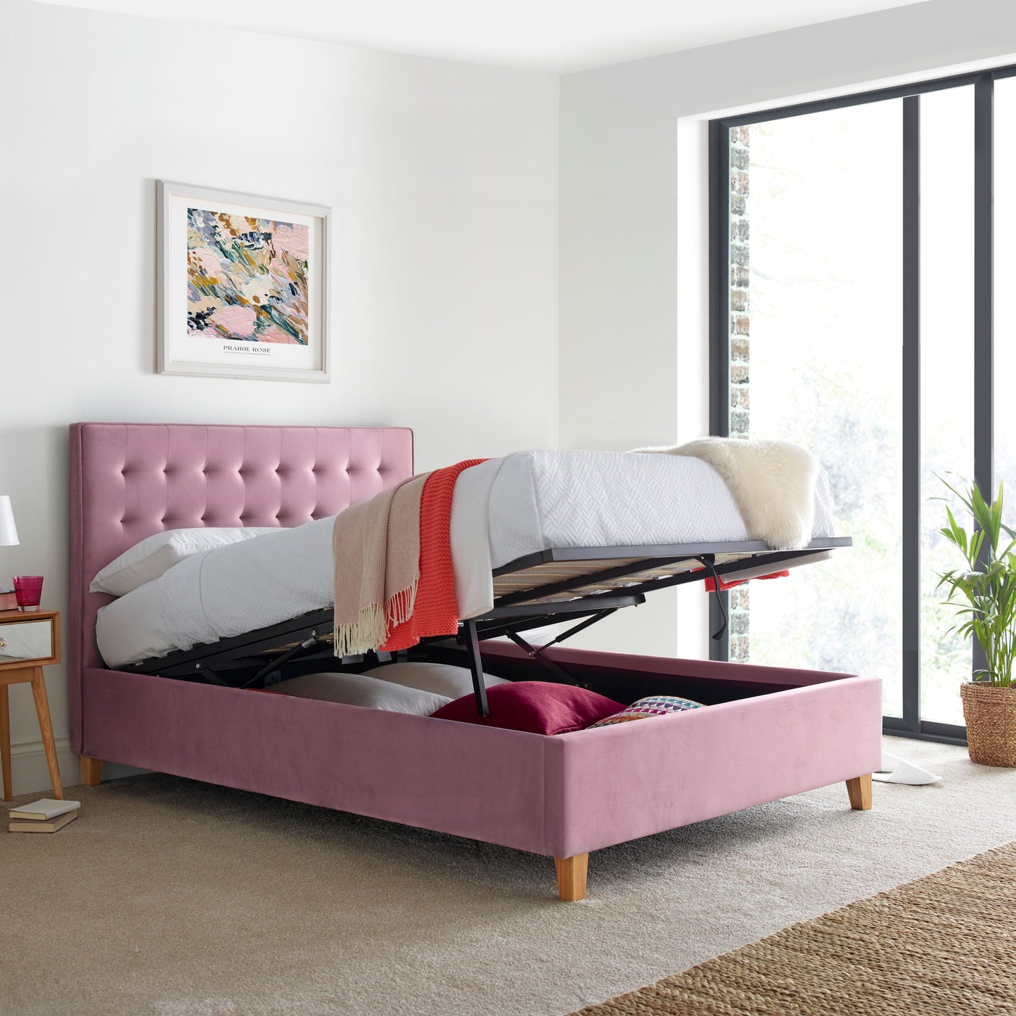 Kingham Velvet Ottoman Bed