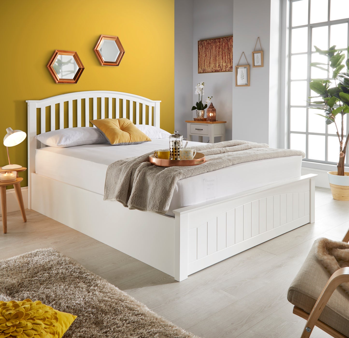 Grayson White Wooden Ottoman Bed