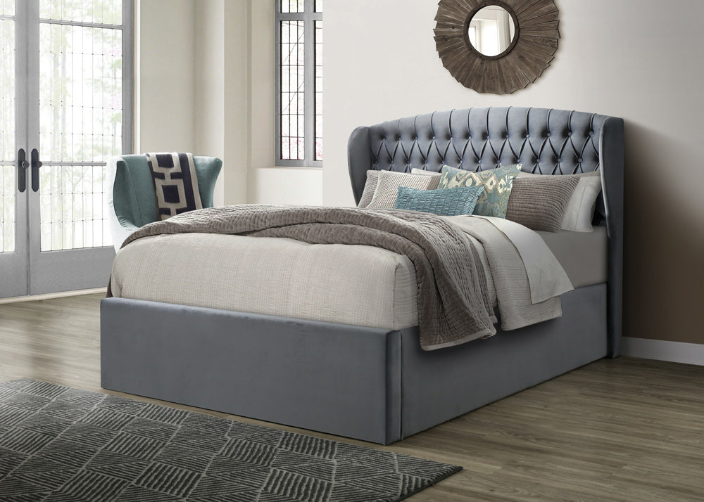 Warwick Velvet Ottoman Bed (Oatmeal, Grey)