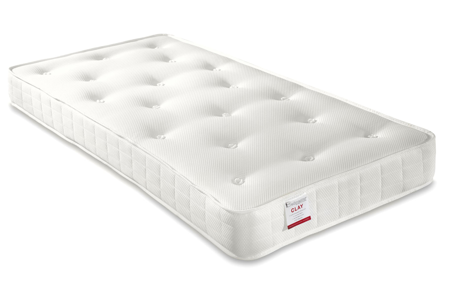 Clay Ortho Low Profile Mattress - hand tufted and suitable for bunk beds.