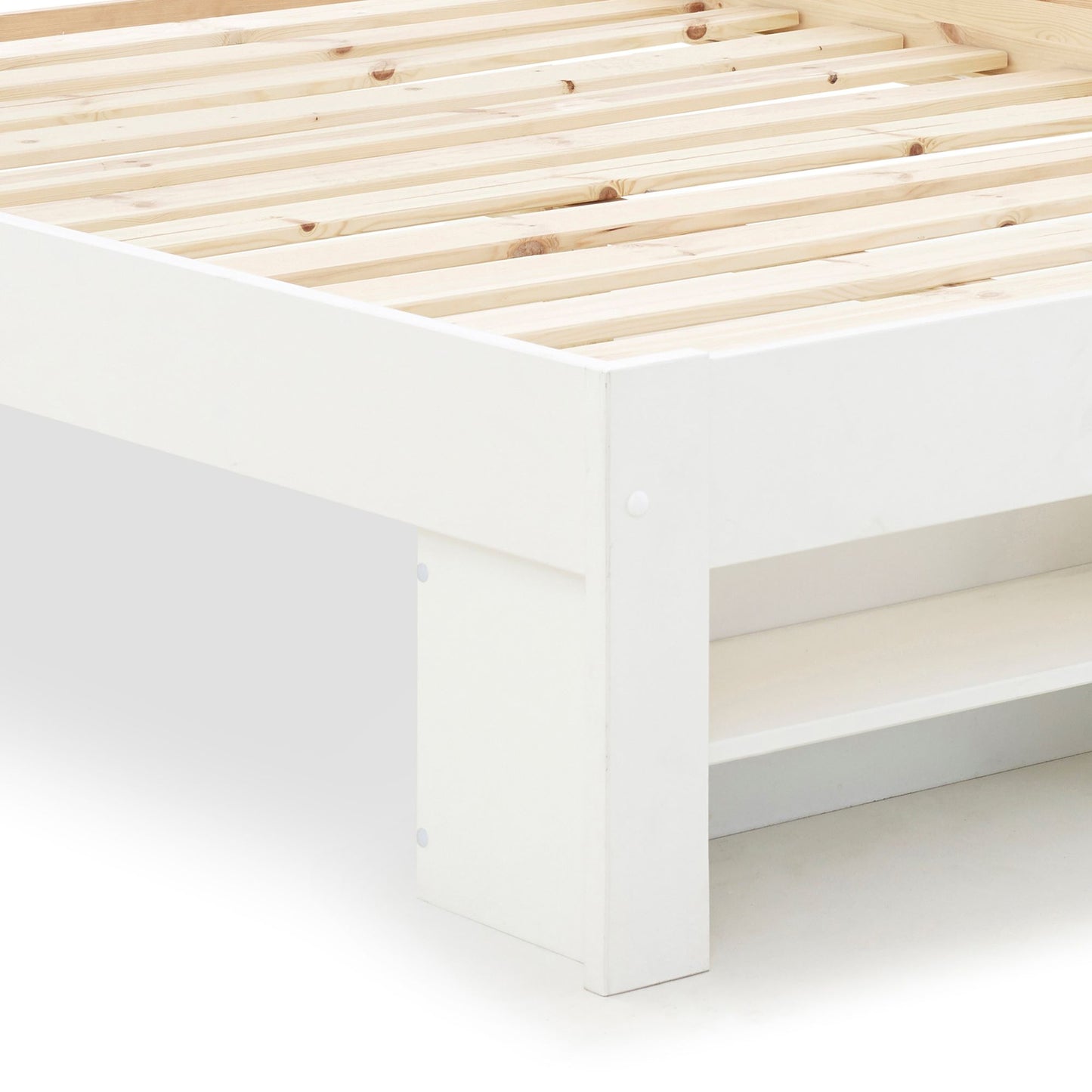 Fabio wooden bed with plenty of storage space (white, grey)