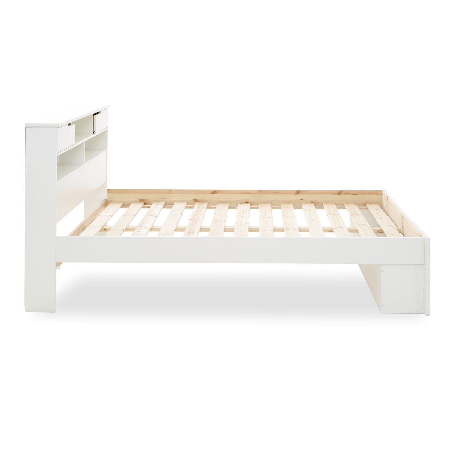 Fabio wooden bed with plenty of storage space (white, grey)