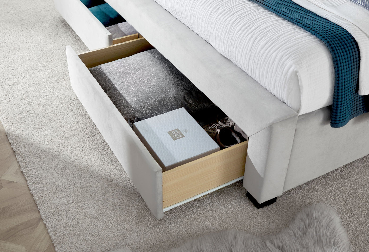 Newton Grey Velvet 4 Drawer Storage Bed