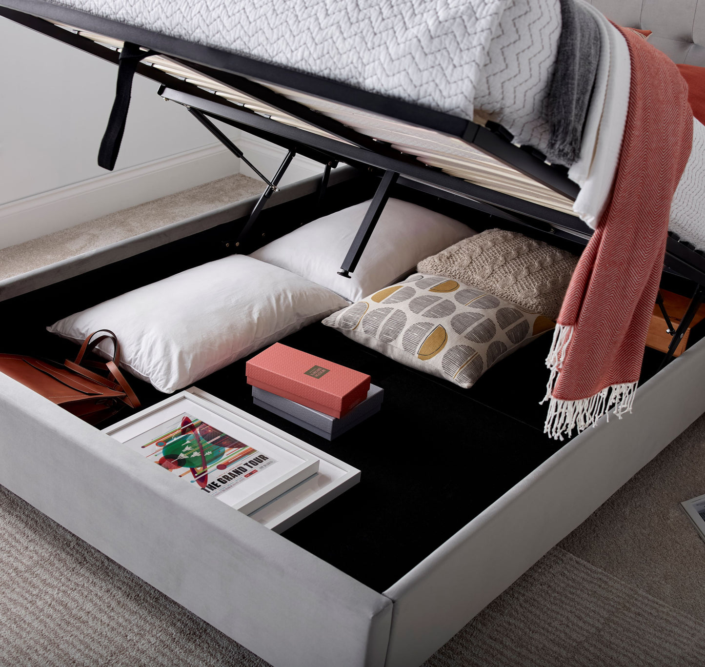 Kingham Velvet Ottoman Bed