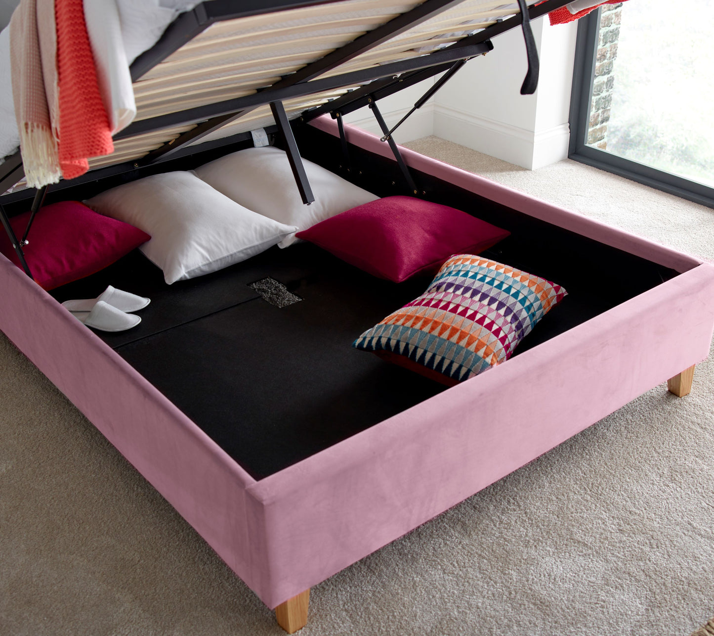 Kingham Velvet Ottoman Bed