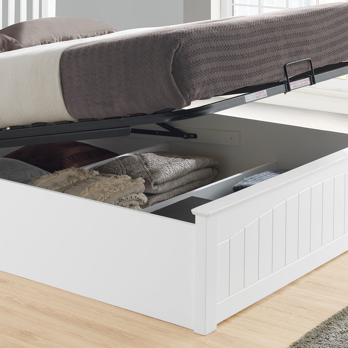 Grayson White Wooden Ottoman Bed