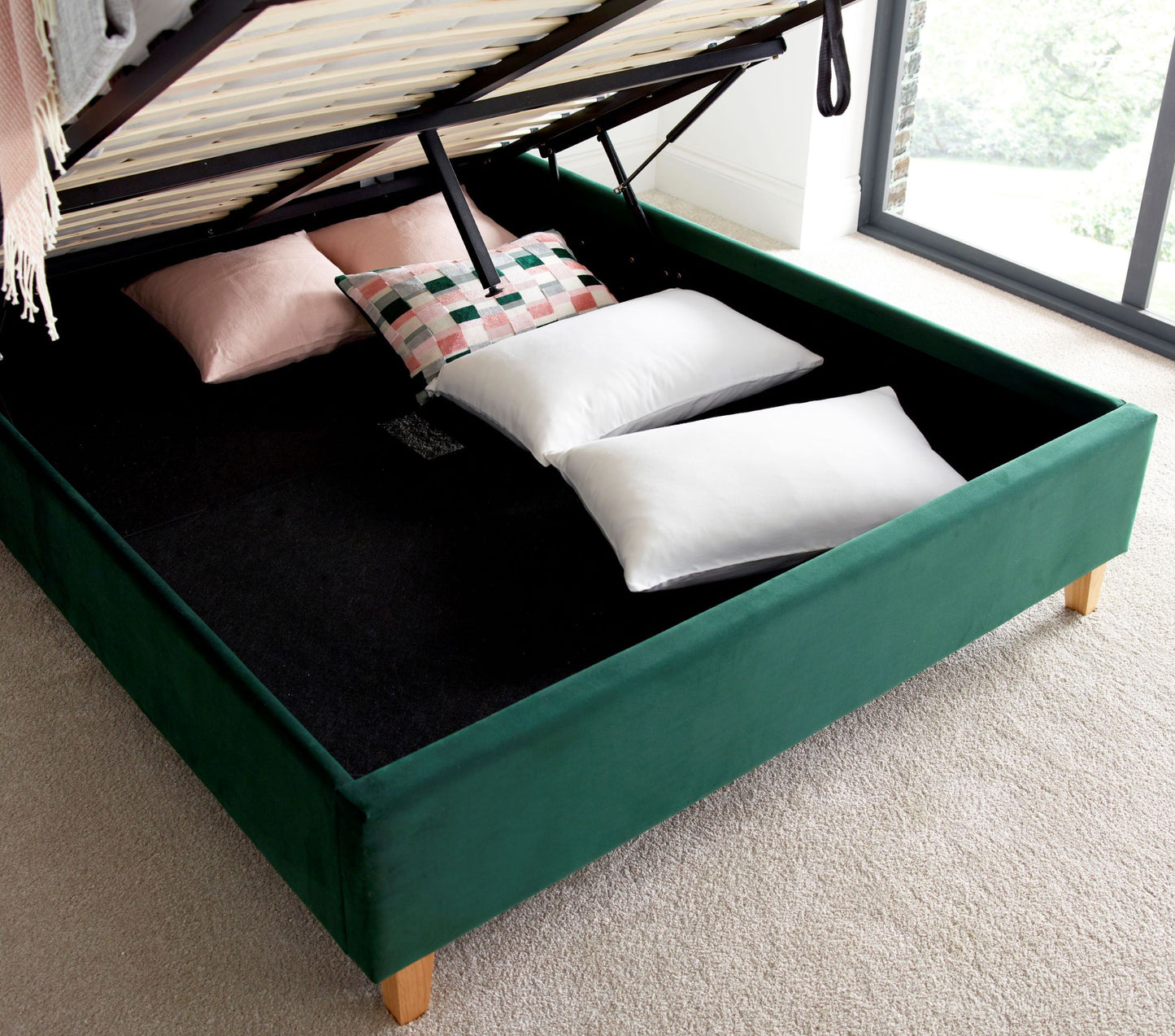 Kingham Velvet Ottoman Bed