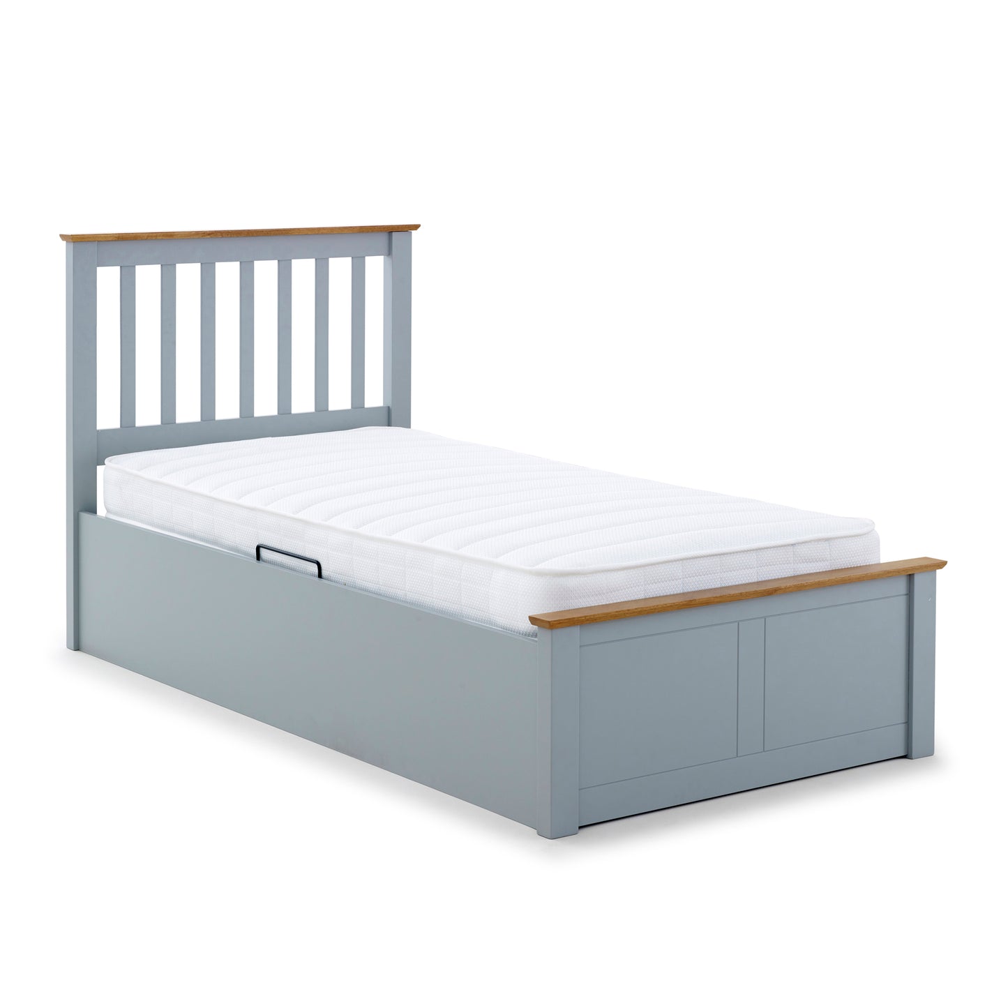 Francis Wooden Single Ottoman Bed (white, grey, oak)