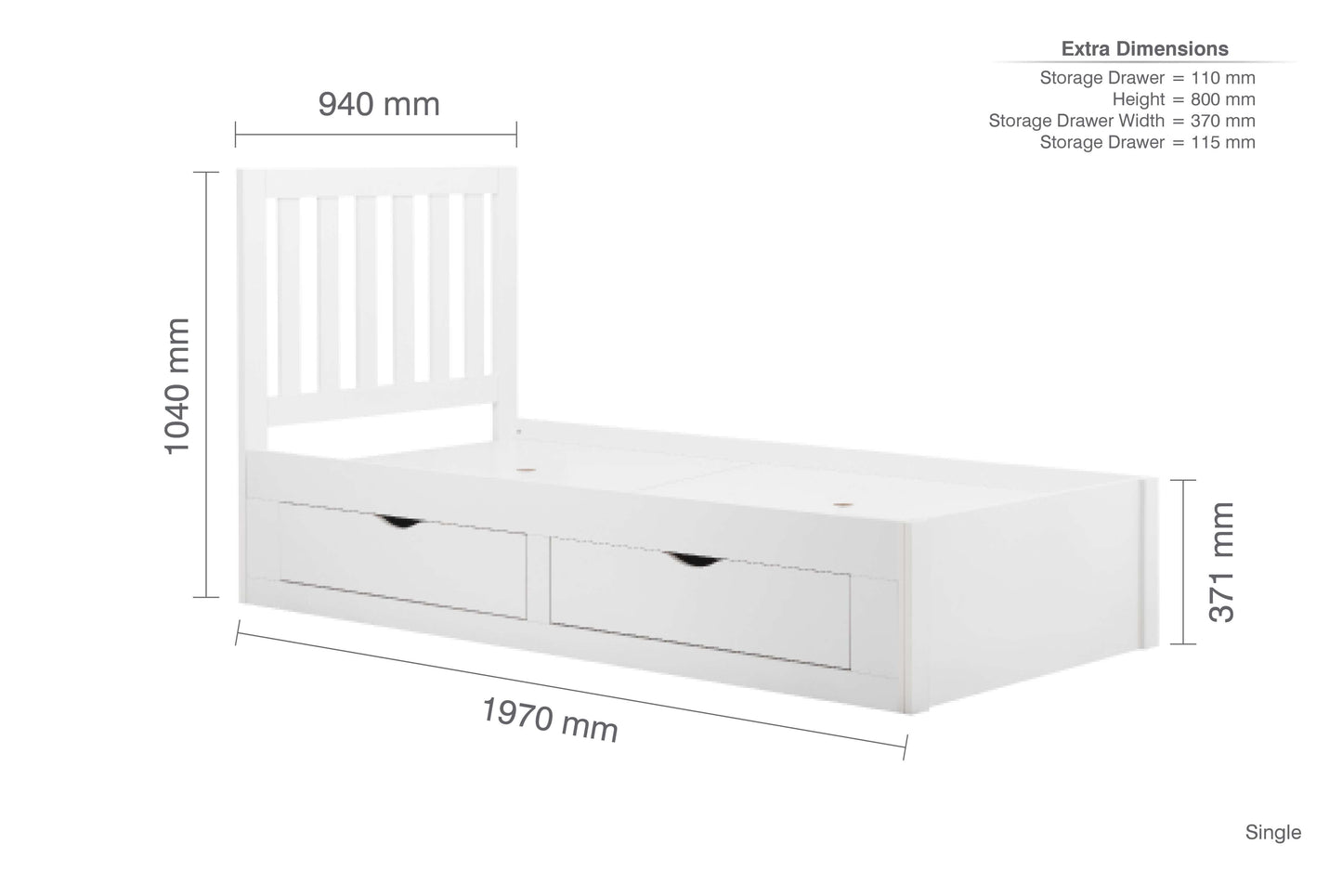 Appleby Kids Bed White Single