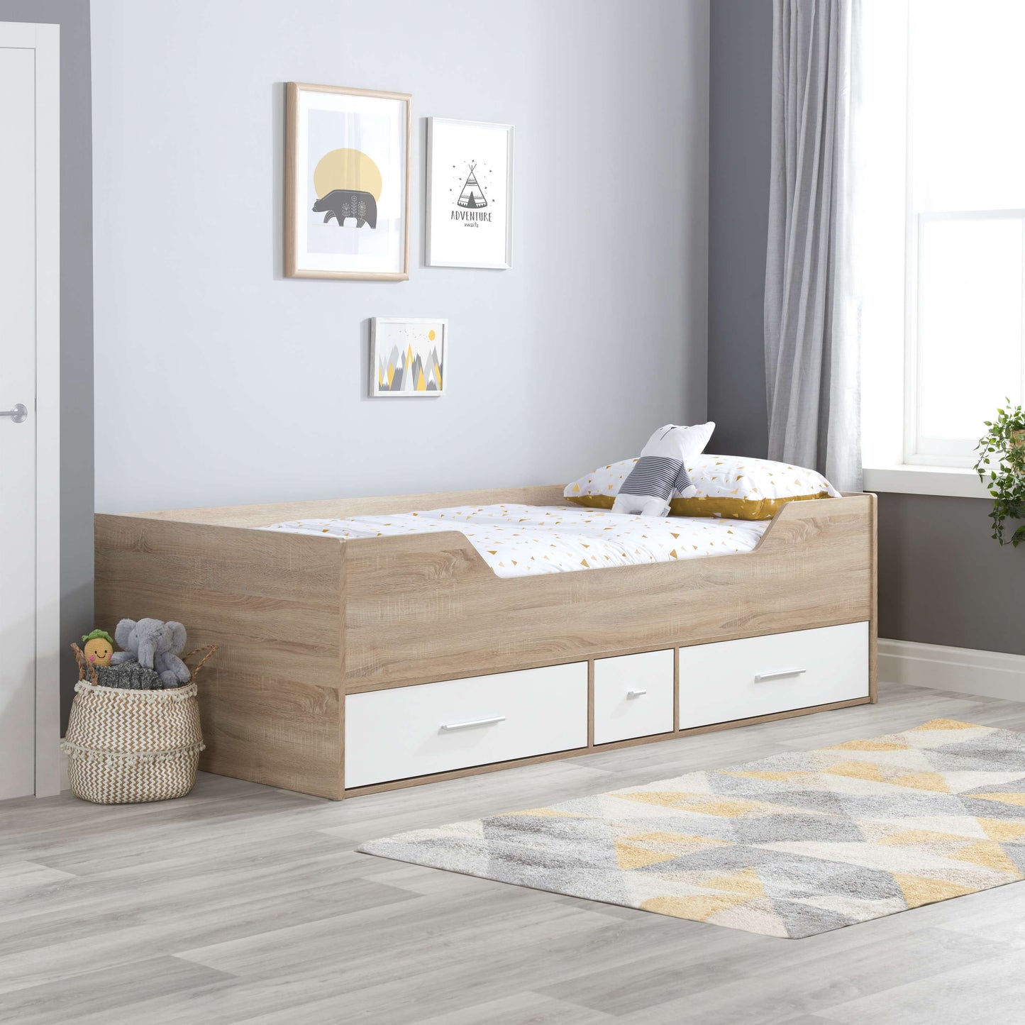 Camden Cabin Kids Bed White & Oak Effect