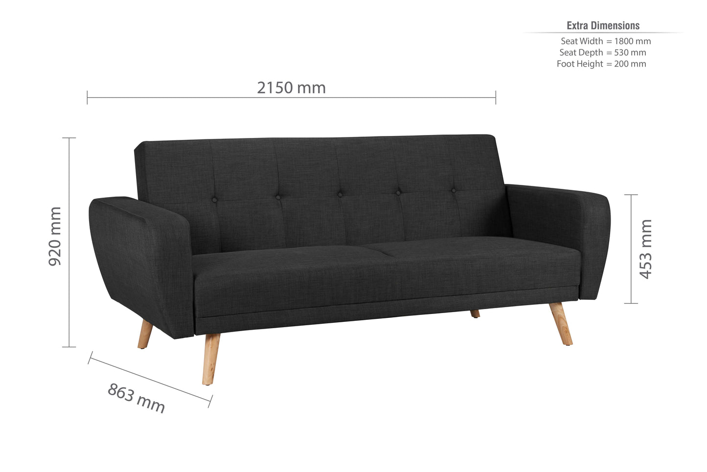 FARROW Sofa Bed Dark Grey