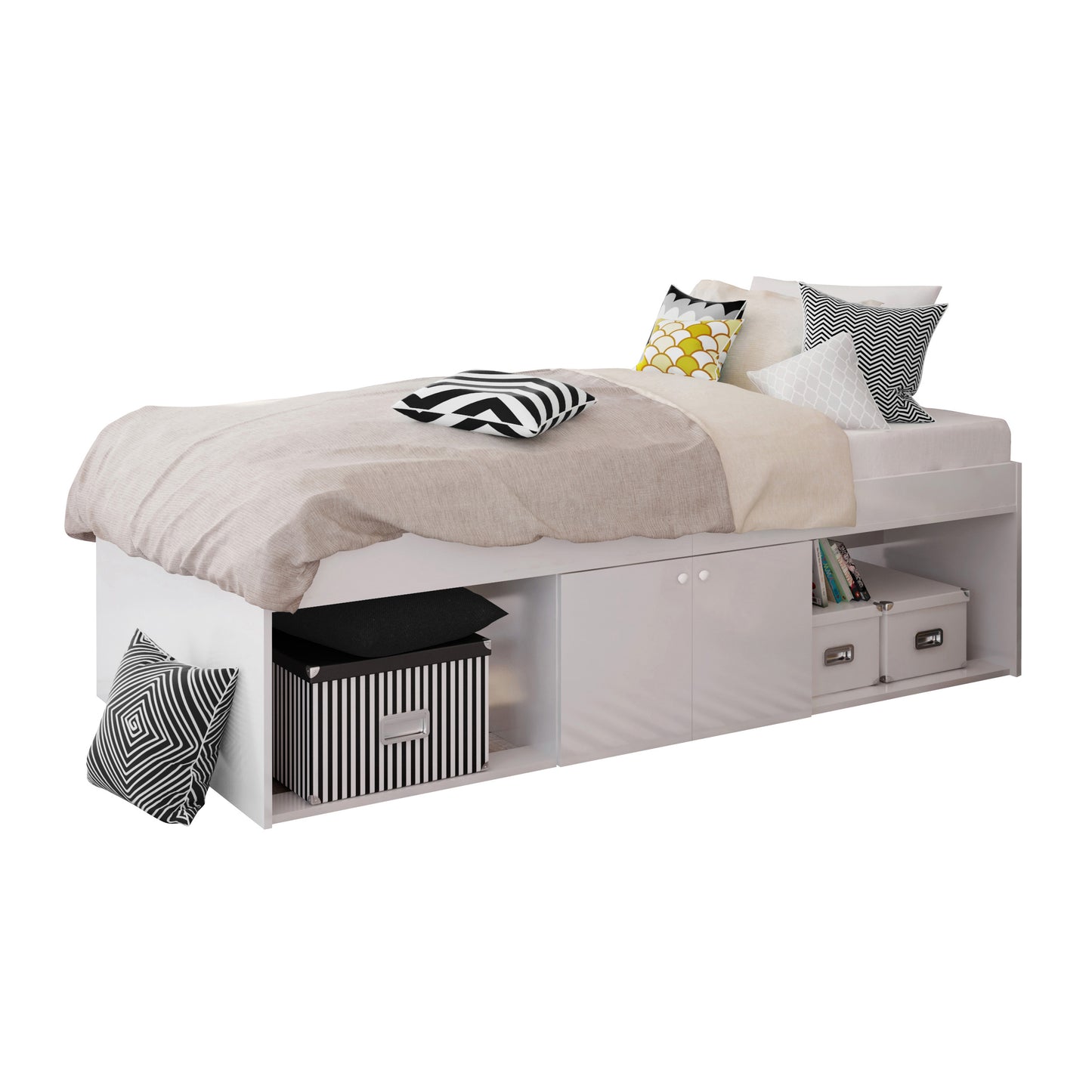 Kid Bed - Low Single 3ft Cabin Bed (White)