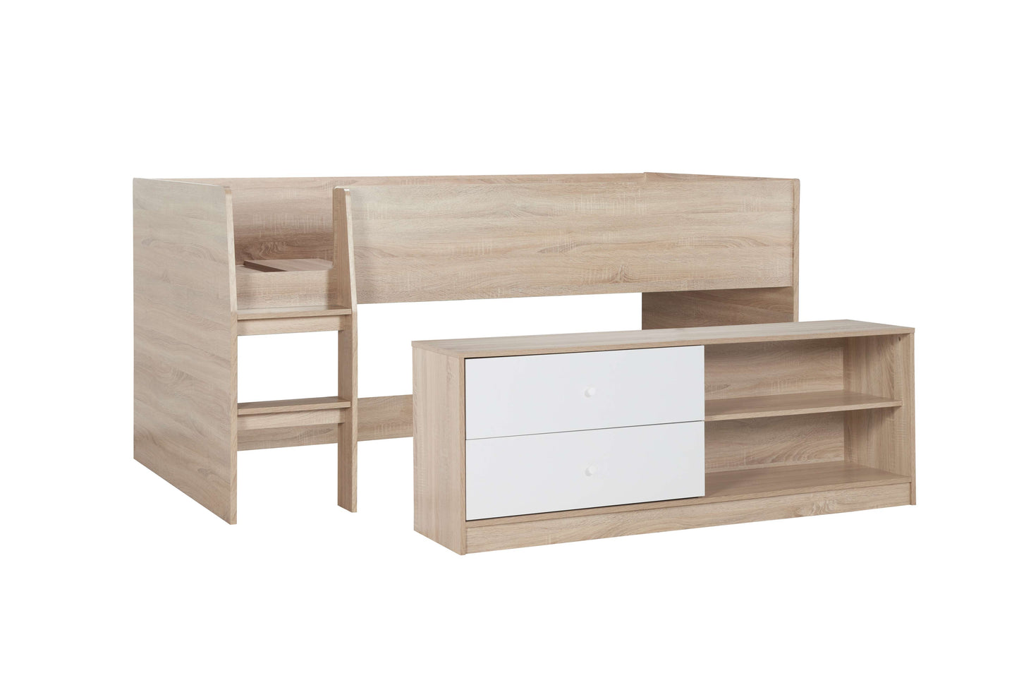 Leyton Cabin Kids Bed White & Oak Effect