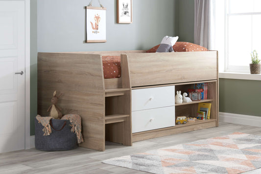 Leyton Cabin Kids Bed White & Oak Effect