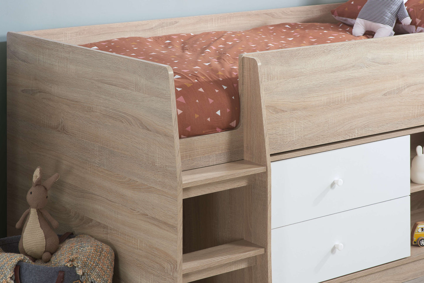 Leyton Cabin Kids Bed White & Oak Effect