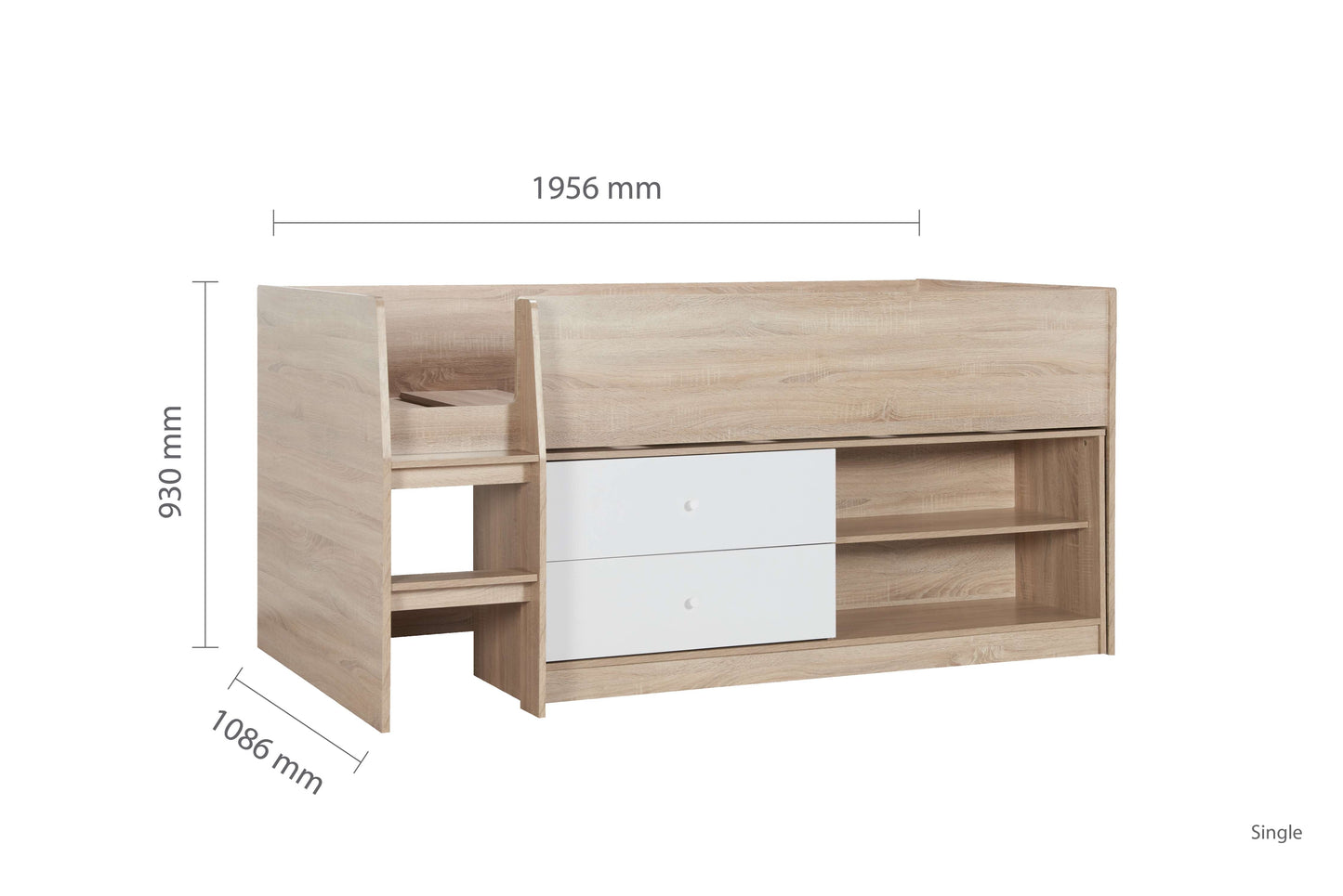 Leyton Cabin Kids Bed White & Oak Effect