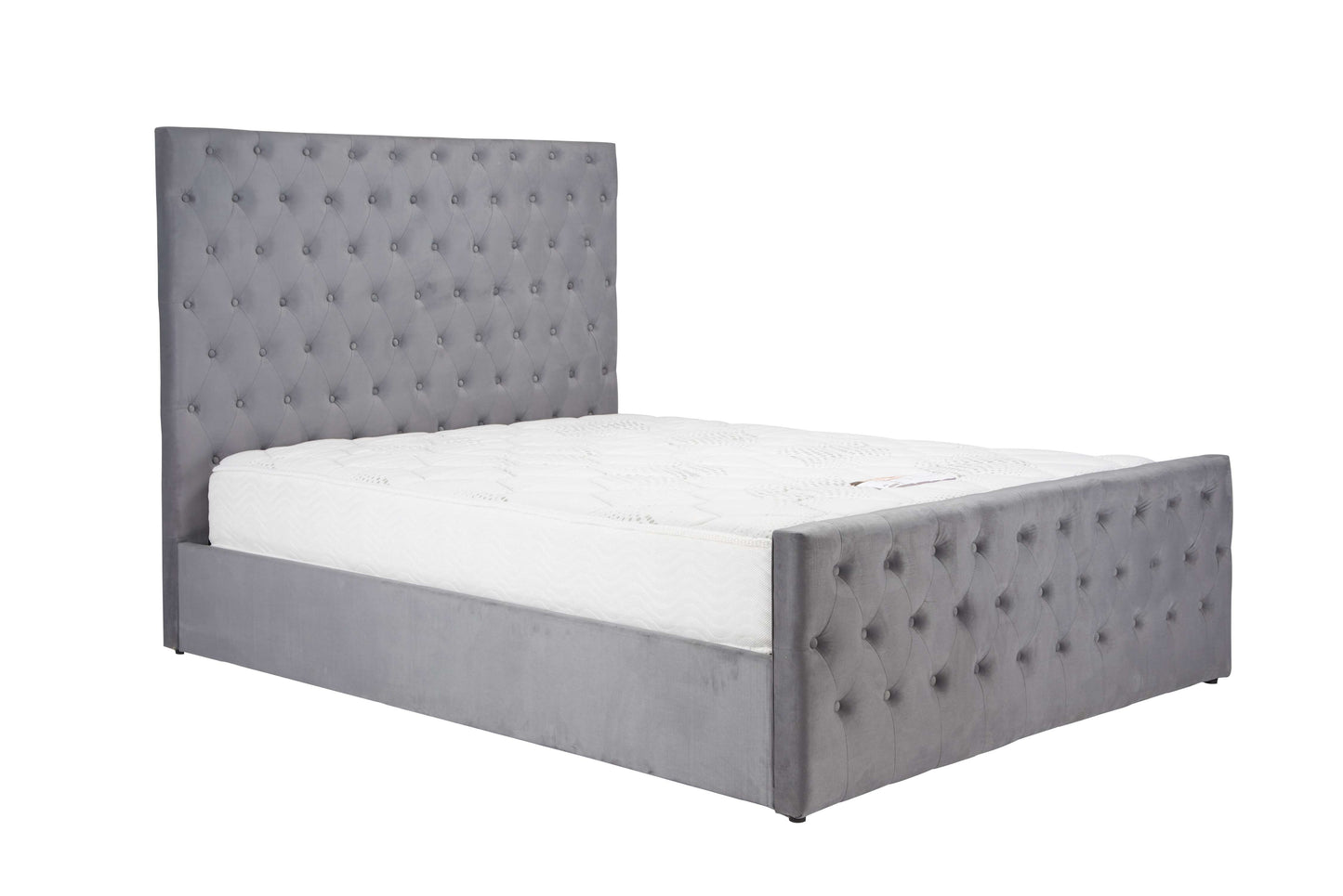 MARQUIS Grey Velvet Ottoman Bed