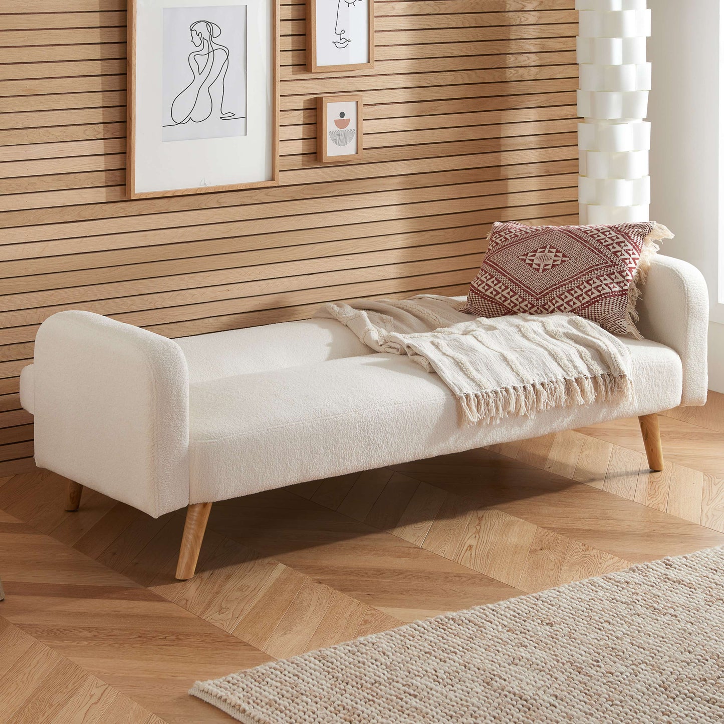 MICAH Sofa Bed Boucle White