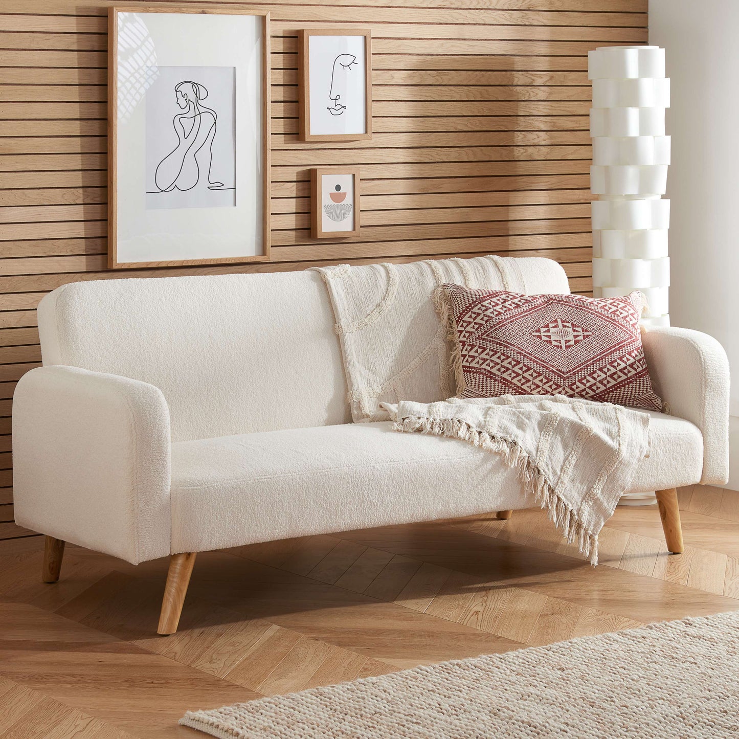 MICAH Sofa Bed Boucle White