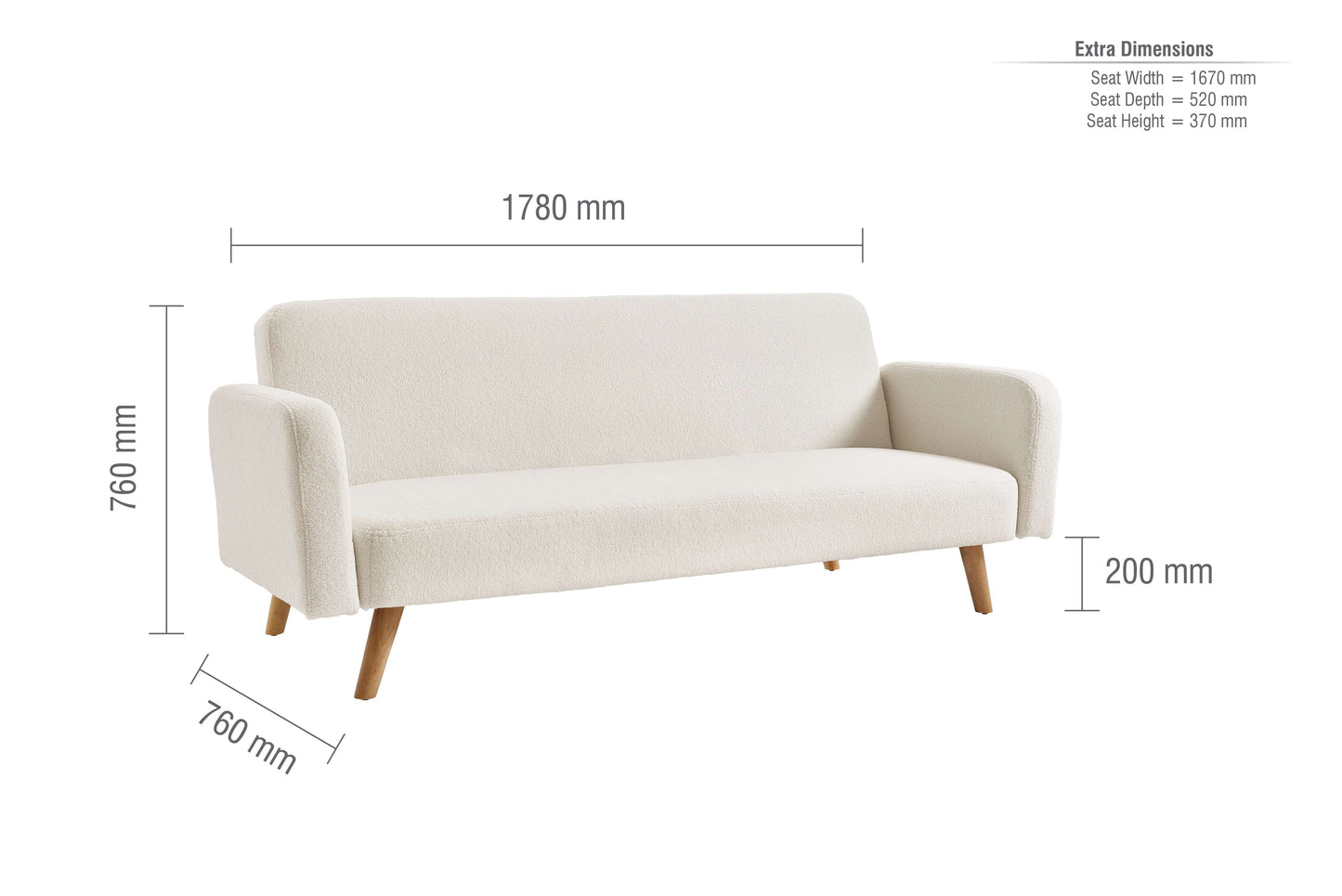 MICAH Sofa Bed Boucle White