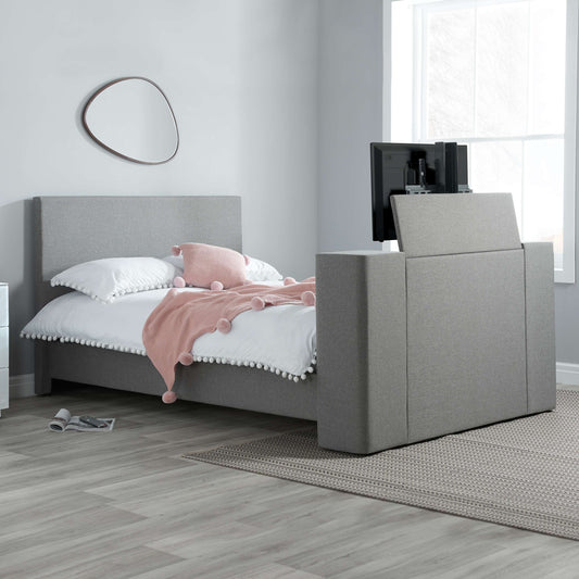 PLAZA Fabric TV Bed - Grey