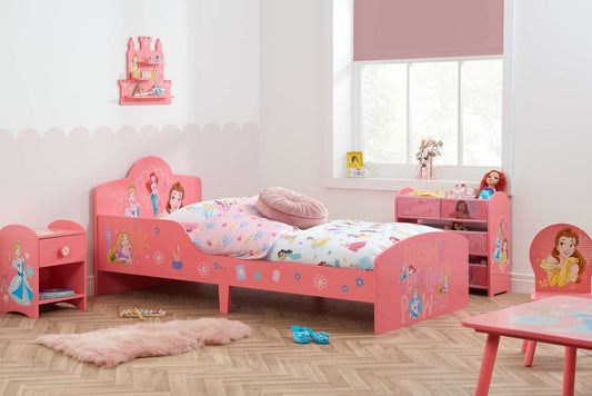 DISNEY THEMED PRINCESS BED - PINK SINGLE BED FOR GIRLS